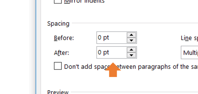 No extra space when formatting your manuscript in Microsoft Word.
